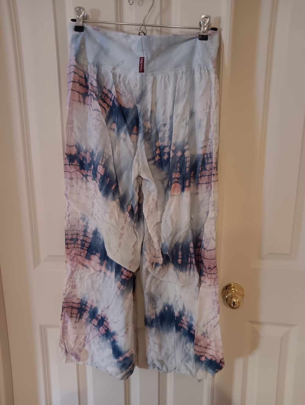 Hard Tail Forever Tie-Dye Wide Leg Women's Pants - Light Blue, Pink & Navy